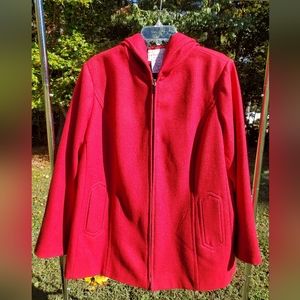 Women's White Stag Red Wool Blend Coat / Size 1X (16W)